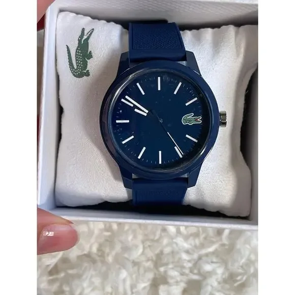 Lacoste L.12.12 Blue Silicone Strap Watch Mens 2010987 Dial Analog Logo NEW - Picture 4 of 9